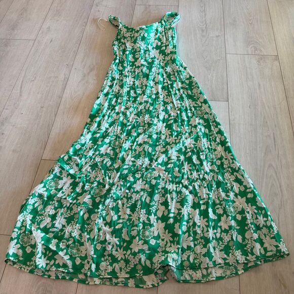 Zara Dresses & Skirts - Zara green white floral tie back dress size medium M flowers size m